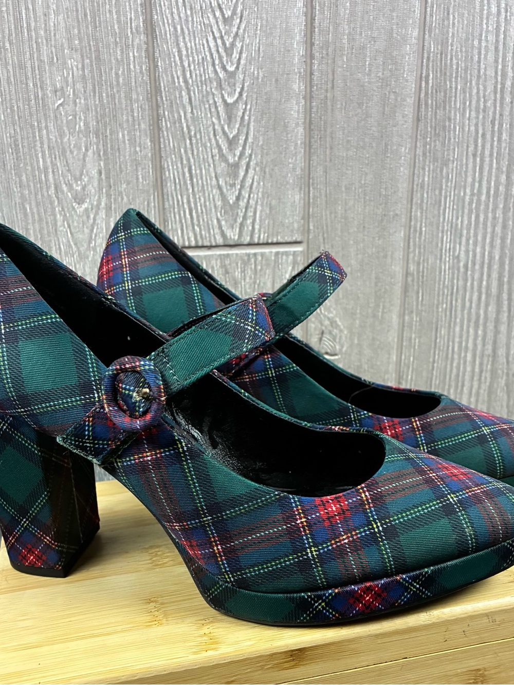 Cato Plaid Mary Jane Platform Heel Women’s Buckle Strap Size 10 Grunge Retro Y2K - Picture 2 of 7